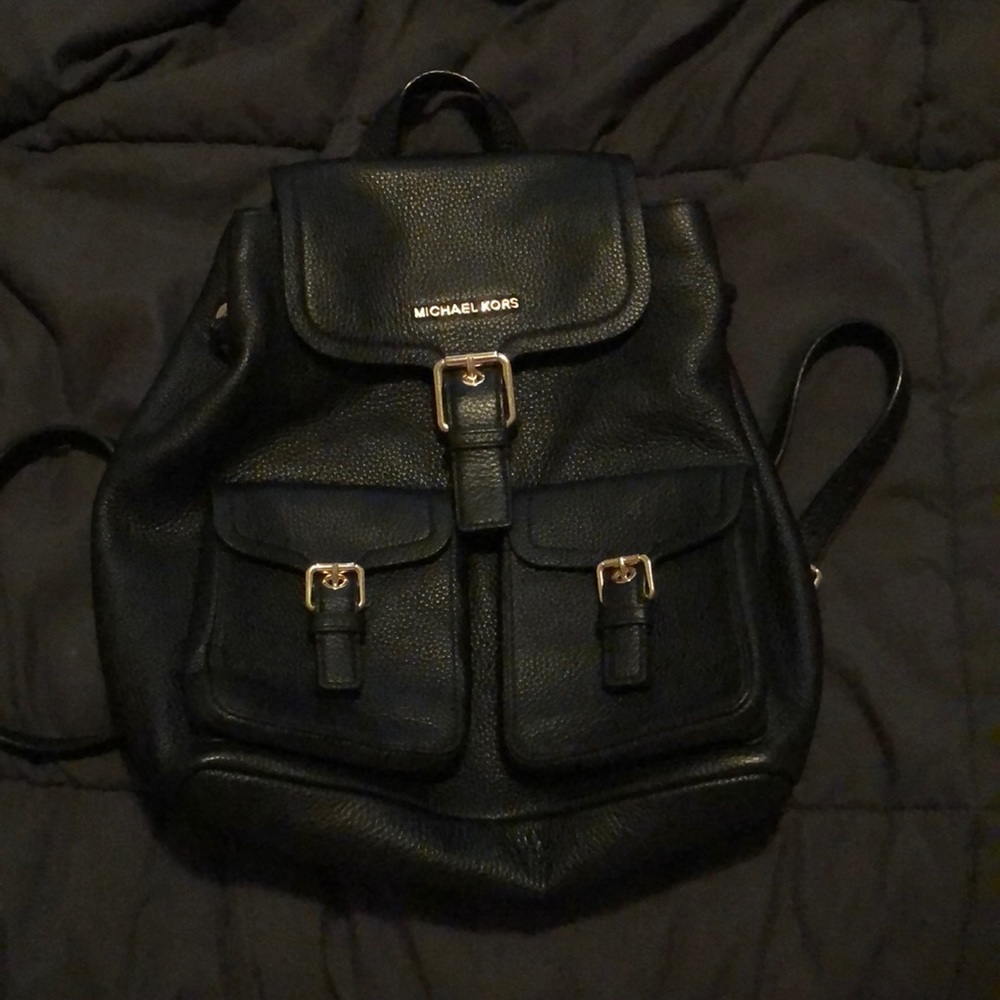 Michael Kors black leather backpack